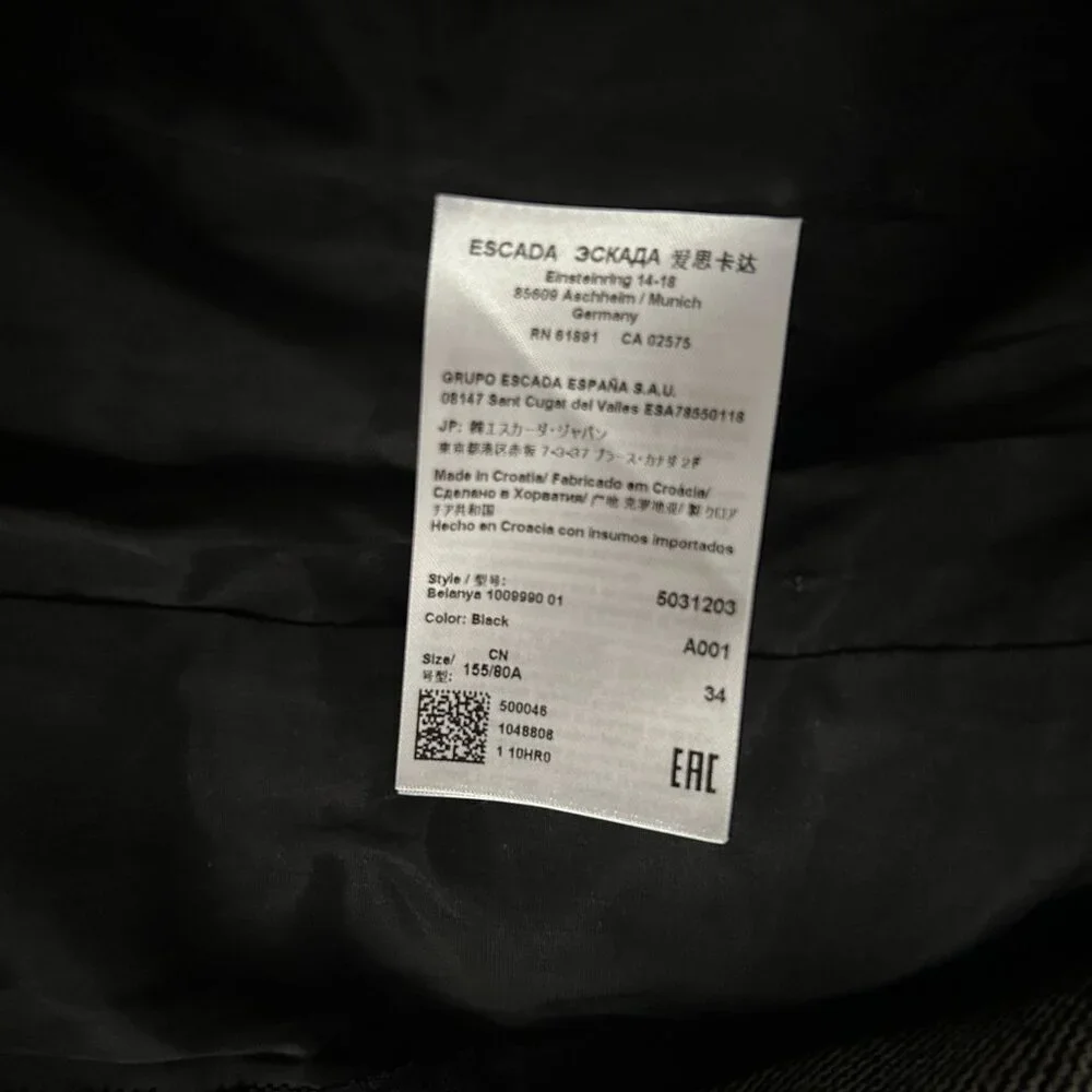 ESCADA Virgin Wool Herringbone Quiet Luxury Powersuit Blazer and Trousers SZ 34 - Picture 11 of 14